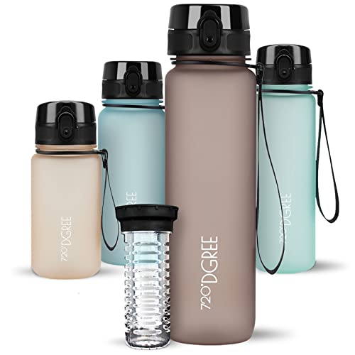 720°DGREE Trinkflasche 1l “uberBottle“ softTouch +Früchtebehälter - BPA-Frei - Schlanke Wasserflasche für Sport,...