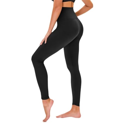 TNNZEET High Waist Leggings Damen Elastische Leggins Weiche Sporthose für Sport Gym,Schwarz,S-M